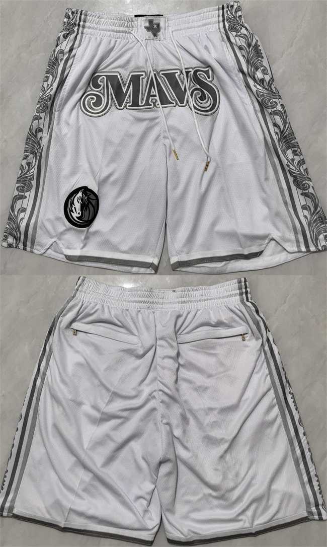 Mens Dallas Mavericks White City Edition Shorts (Run Small)